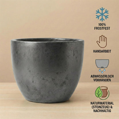 Pflanzgefäß "Egg Pot" Anthrazit – Ø 21 bis 60 cm – Frostfestes Steinzeug