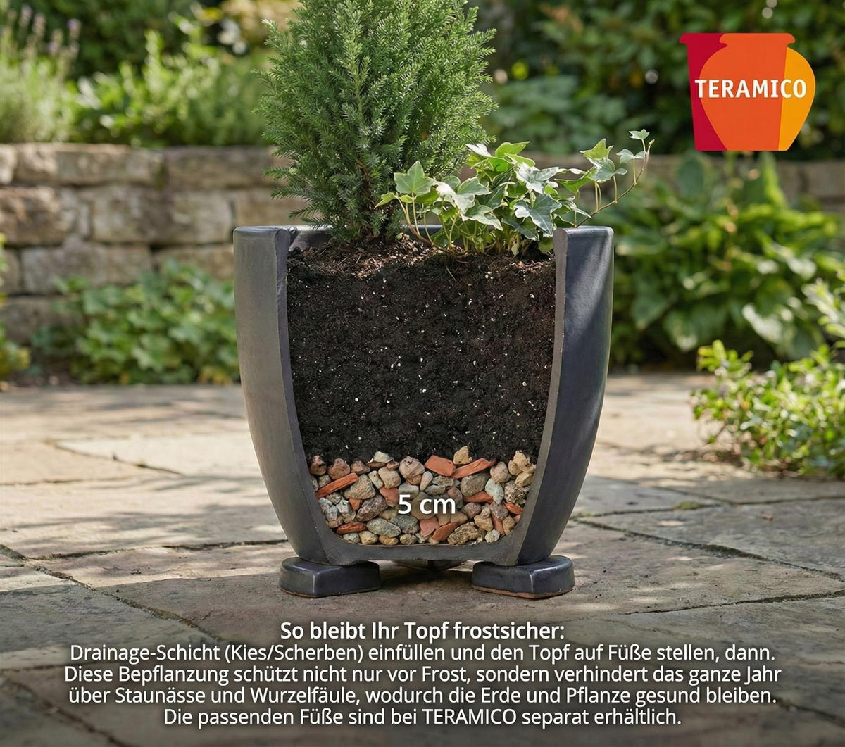 Egg Pot Anthrazit Ø 21 cm – Keramik-Blumentopf, 2. Wahl