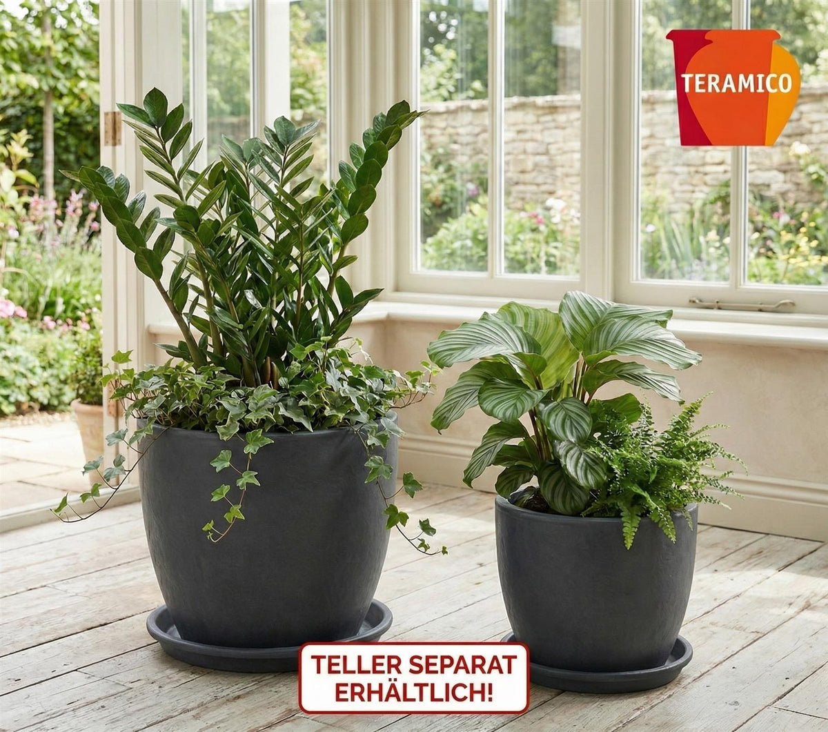 Egg Pot Anthrazit Ø 38 cm – Keramik-Pflanzkübel, 2. Wahl