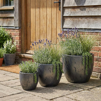 Pflanzgefäß "Egg Pot" Anthrazit – Ø 21 bis 60 cm – Frostfestes Steinzeug