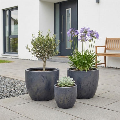 Egg Pot Anthrazit Ø 21 cm – Keramik-Blumentopf, 2. Wahl