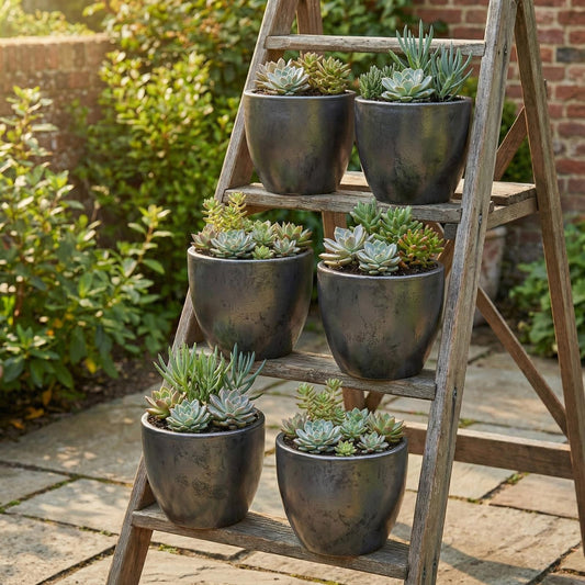 Pflanzgefäß Egg Pot Anthrazit 60cm - Riesiger Keramiktopf frostfest