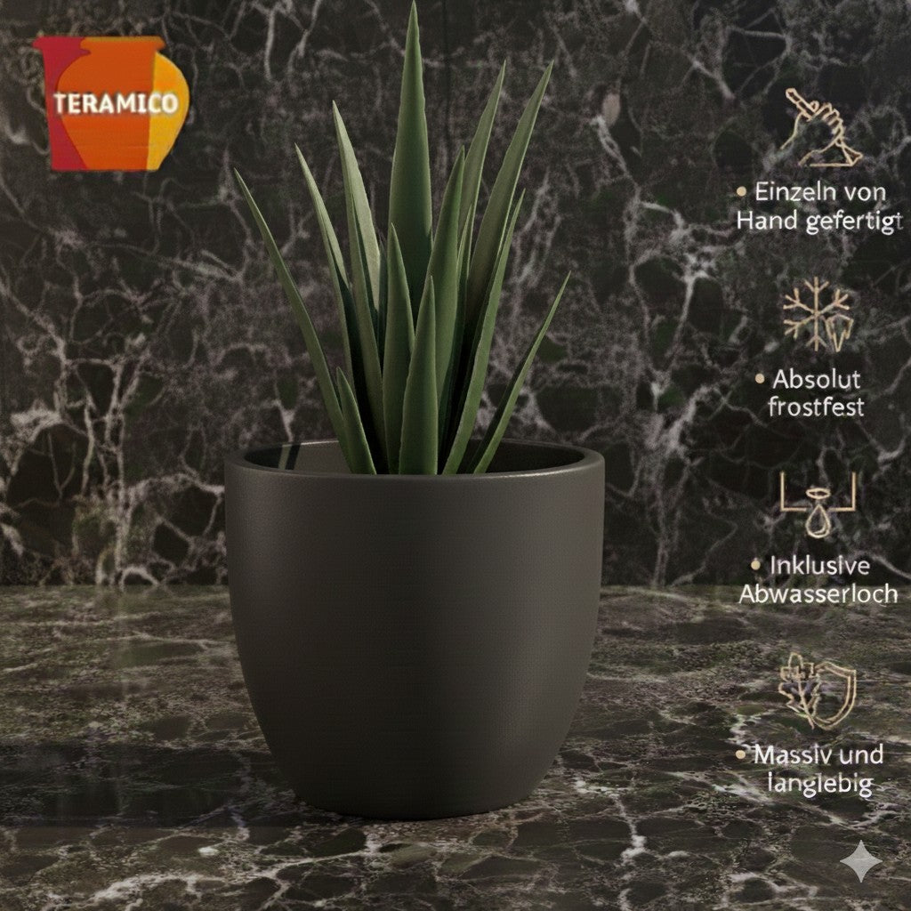 Egg Pot Anthrazit Ø 21 cm – Keramik-Blumentopf, 2. Wahl