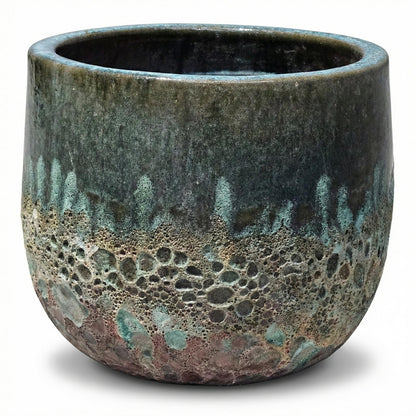 Pflanzgefäß "Brooklyn" Grün – Ø 20 bis 38 cm – Geätzte Struktur-Oberfläche