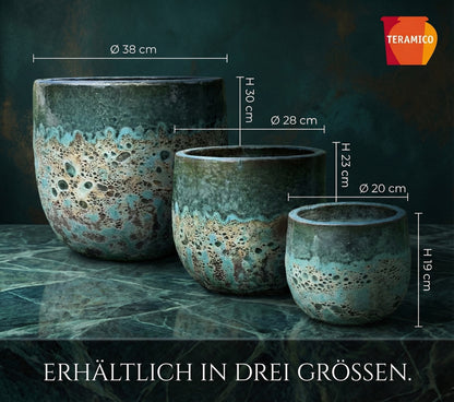 Pflanzgefäß Keramik "Brooklyn" Moosgrün – Ø 20 - 38 cm Frostfest