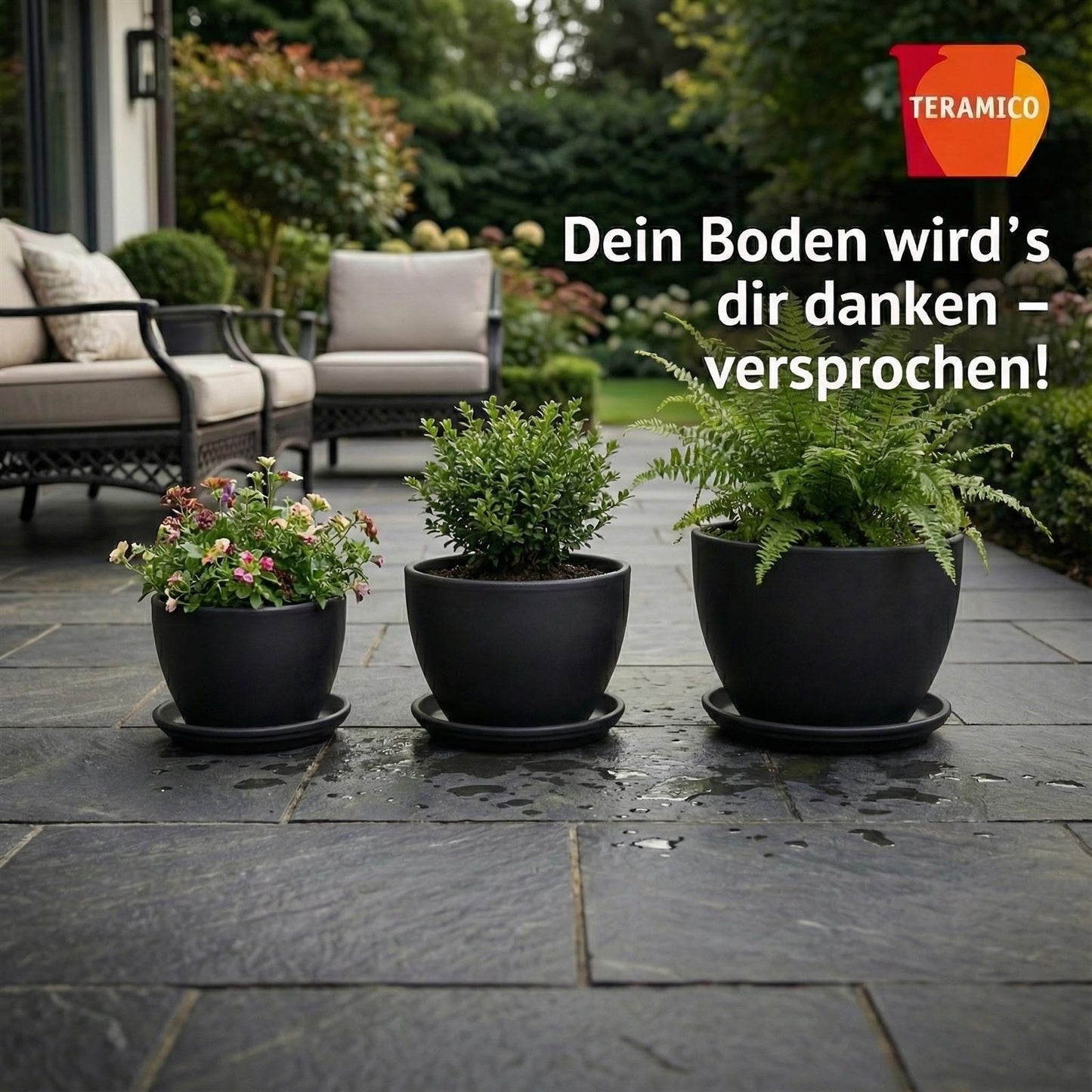 Keramik Untersetzer Anthrazit – Ø 32 cm – Wasserdicht & Handgefertigt