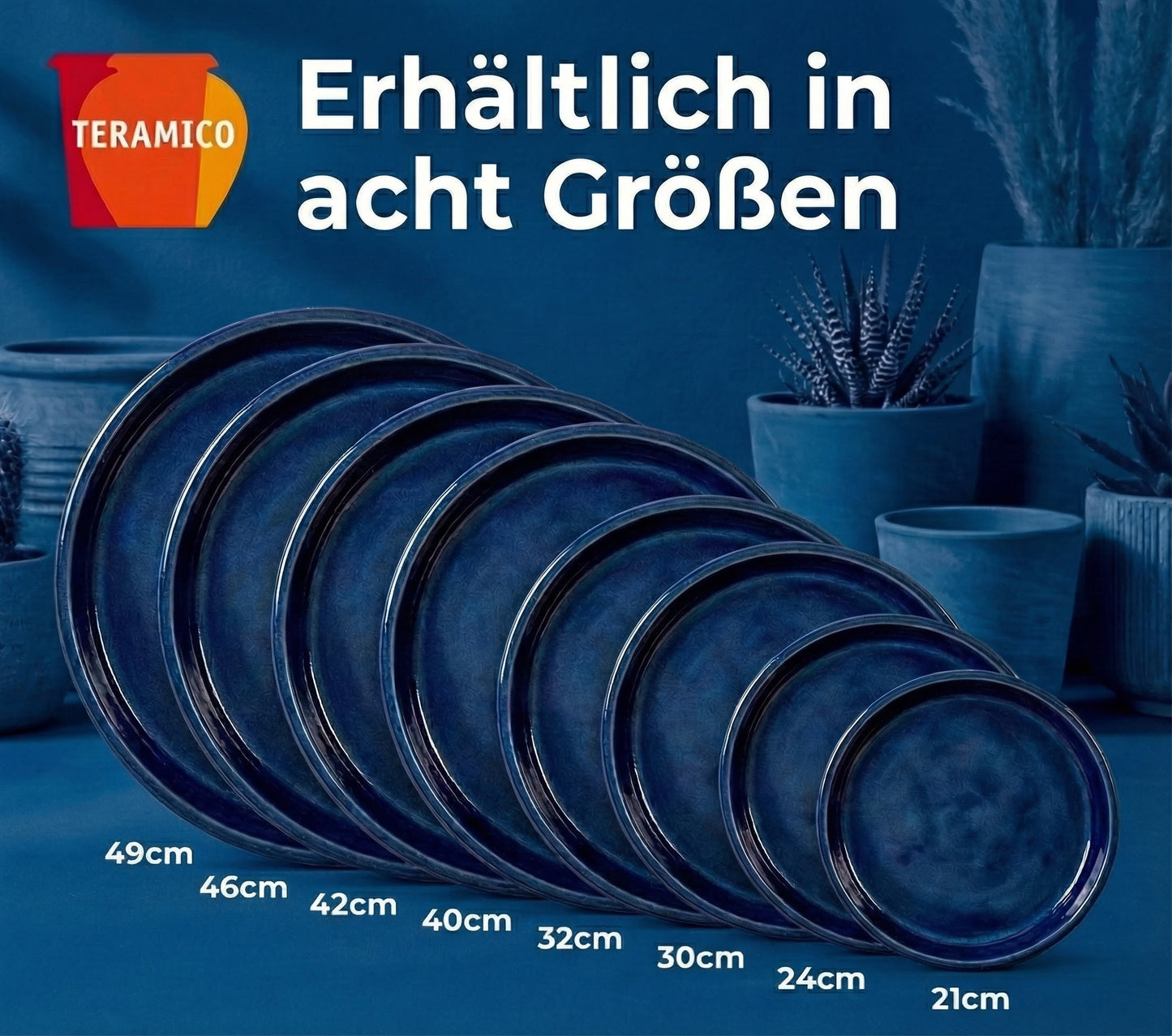 Keramik Untersetzer Royal Blau glasiert frostfest Vogeltränke wasserdicht