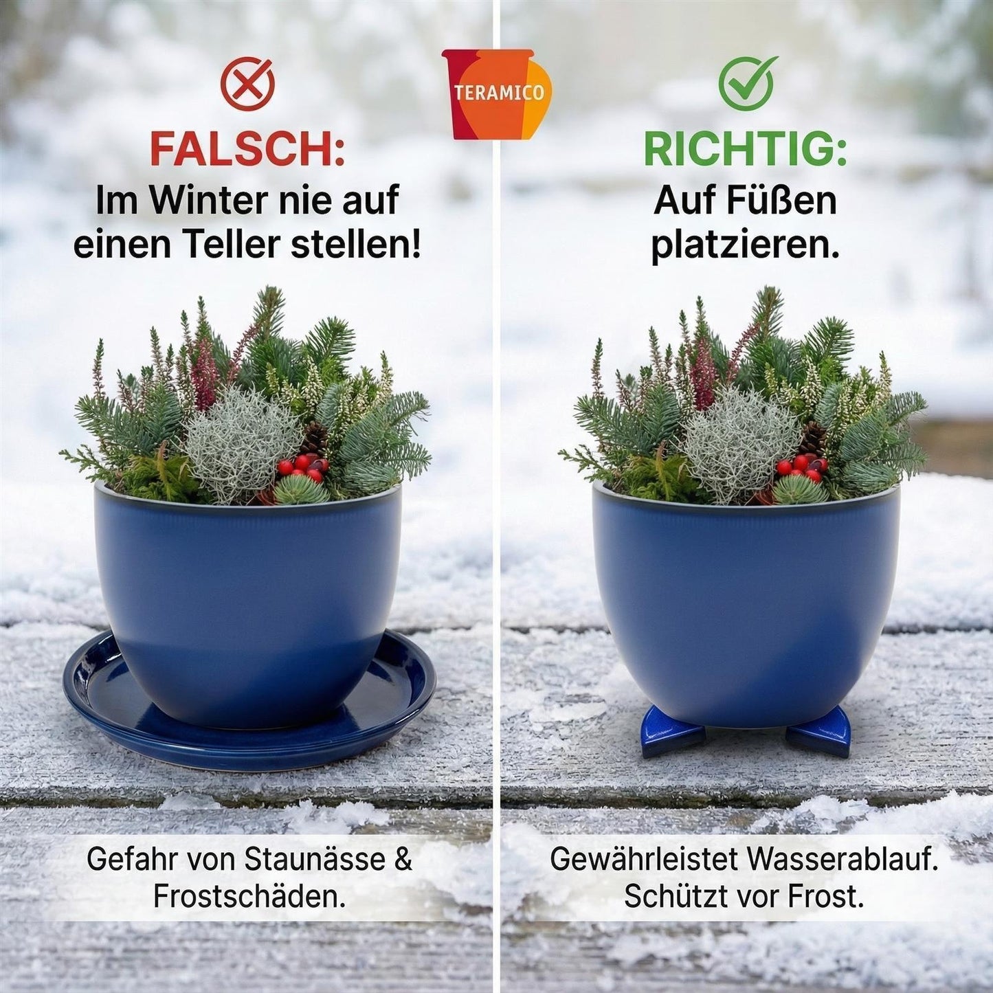 Keramik Untersetzer "Royal Blau" – Glasiert – Frostfest & Wasserdicht – Handarbeit