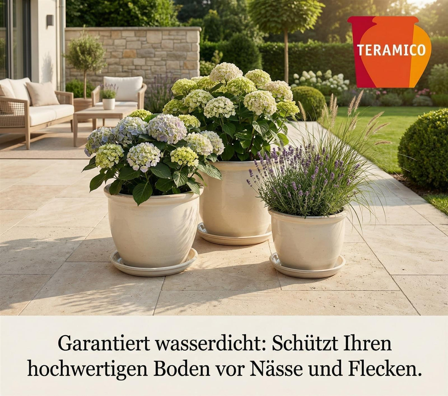 Keramik Untersetzer Grau-Weiß – Ø 24 cm – Wasserdicht & Handgefertigt