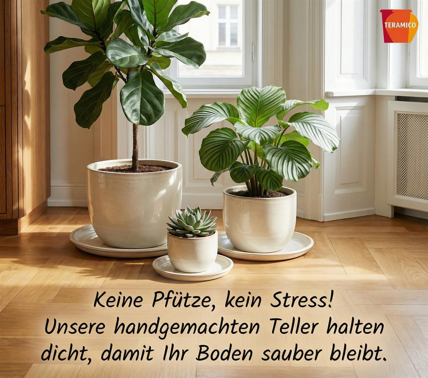 Keramik Untersetzer Grau-Weiß – Ø 40 cm (XXL) – Wasserdicht & Handgefertigt