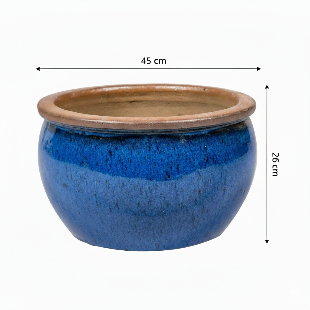 Keramik Pflanzschale "Bavaria" Royal Blau mit Rand – Wählbare Größen