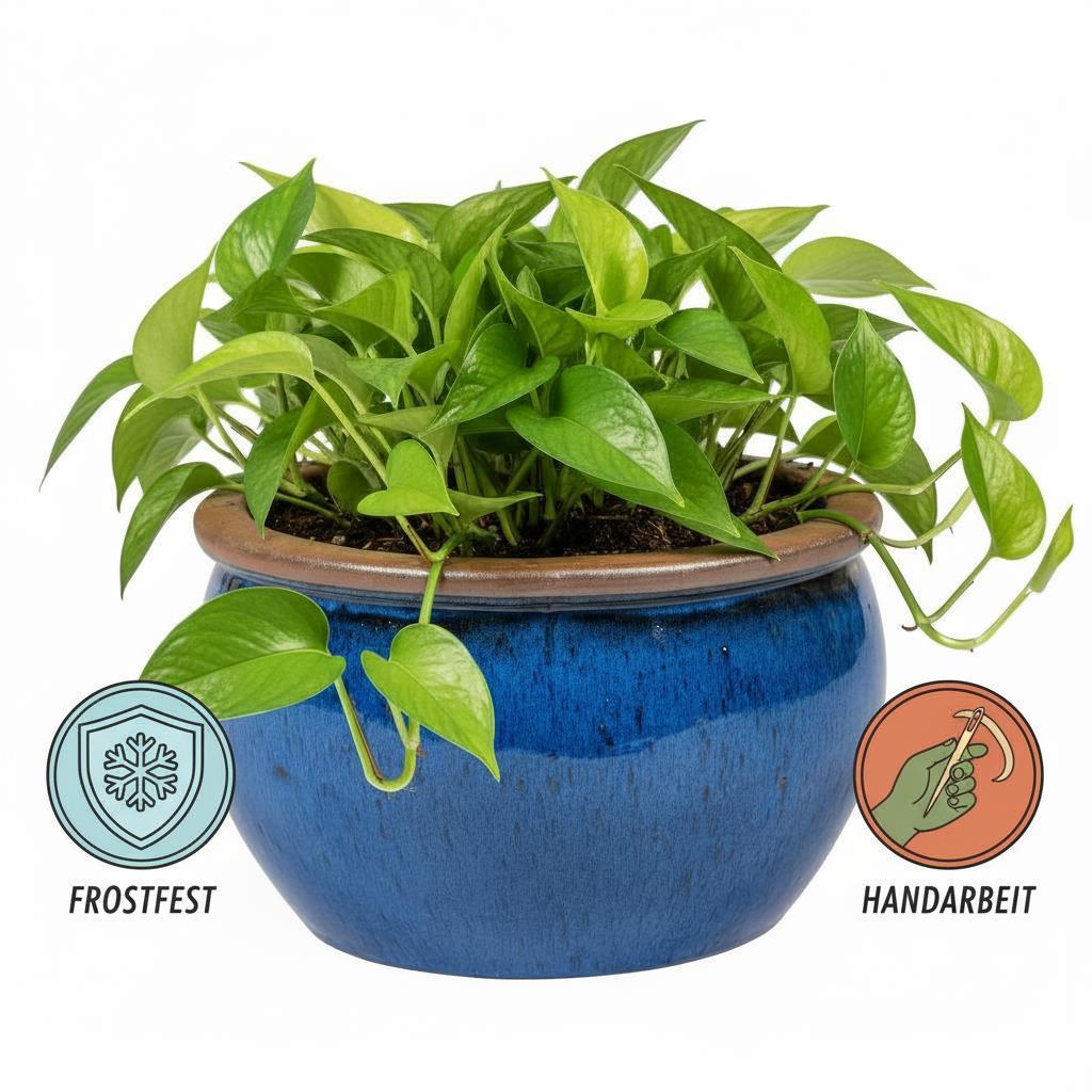 Keramik Pflanzschale "Bavaria" Royal Blau mit Rand – Wählbare Größen