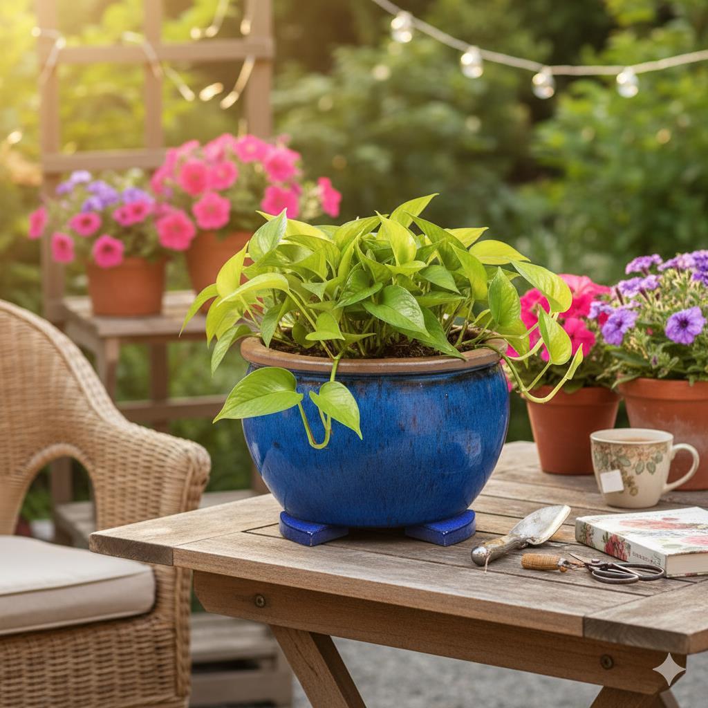 Blumentopf Pflanzgefäß Keramik Modell "Bavaria" 45cm Royal Blau