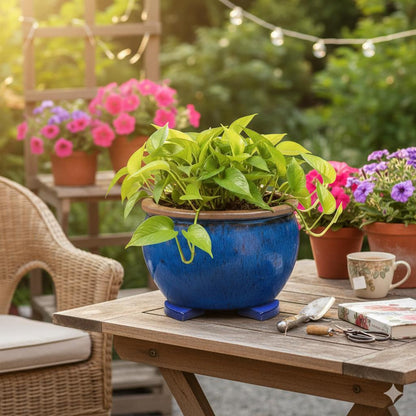 Blumentopf Pflanzgefäß Keramik Modell "Bavaria" 45cm Royal Blau