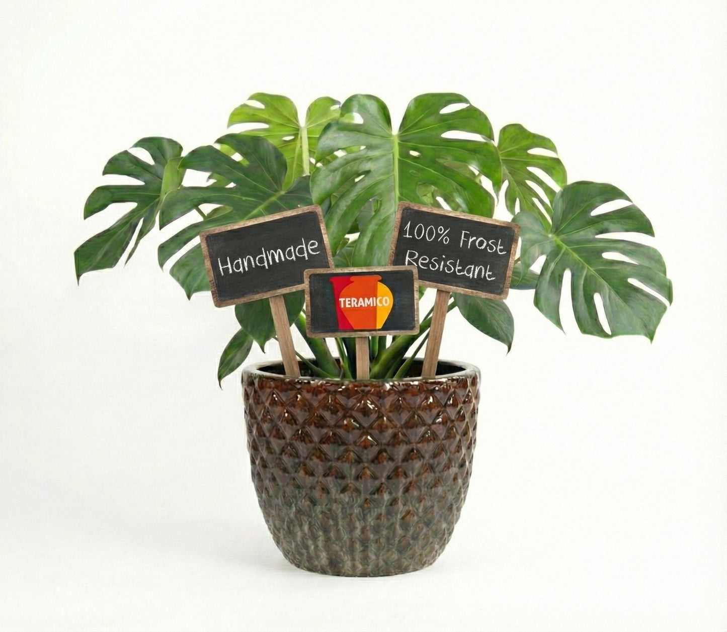 Keramik Pflanzgefäß "Bubble" Braun – Ø 48cm (XXL)