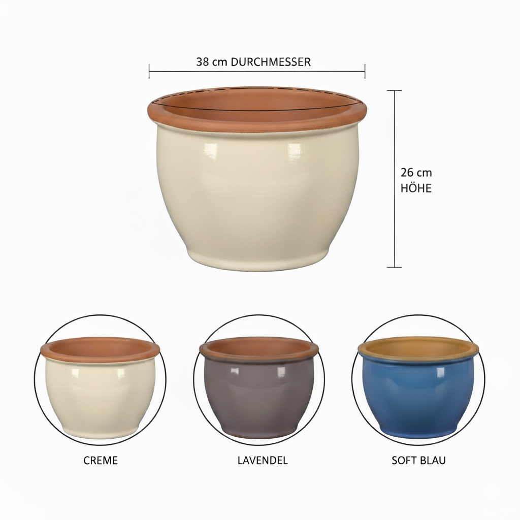 Pflanzgefäß Keramik "Roma" – Klassische Form in 3 Farben (Frostfest)