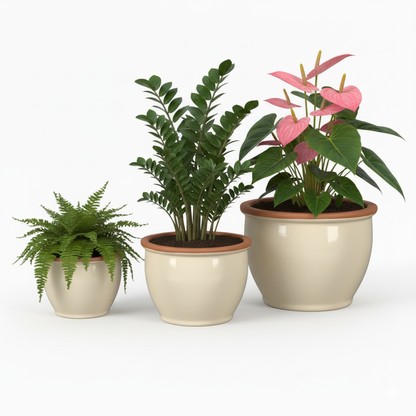 Blumentopf Pflanzgefäß aus Keramik Modell "Roma" 24cm Creme
