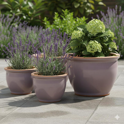 Blumentopf Pflanzgefäß aus Keramik Modell "Roma" 18cm Lavendel