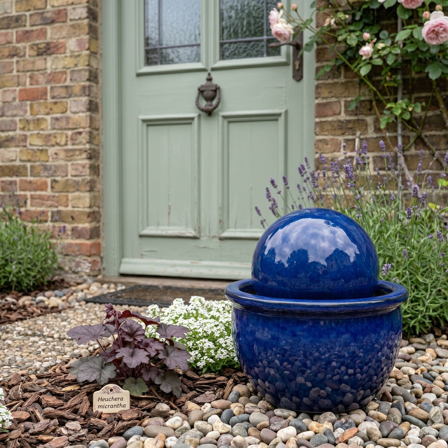 Keramik Gartenkugel Royalblau Ø 28 cm – handgefertigt & frostfest | Teramico