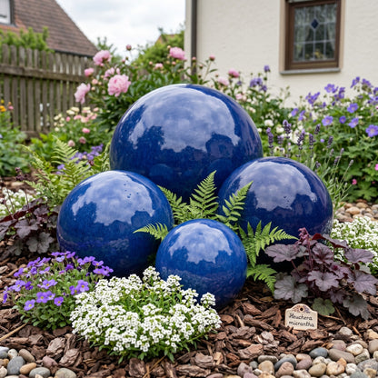 Keramik Gartenkugel Royalblau Ø 28 cm – handgefertigt & frostfest | Teramico
