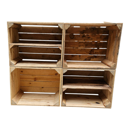 Holzkisten 4er Set 50 x 40 x 30cm mit Regal Lang Vintage Natur