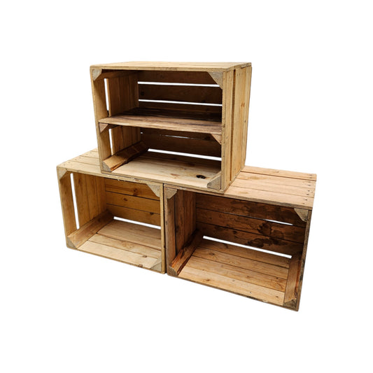 Holzkisten Vintage 3er Set 50 x 40 x 30cm mit Regal lang verbaut
