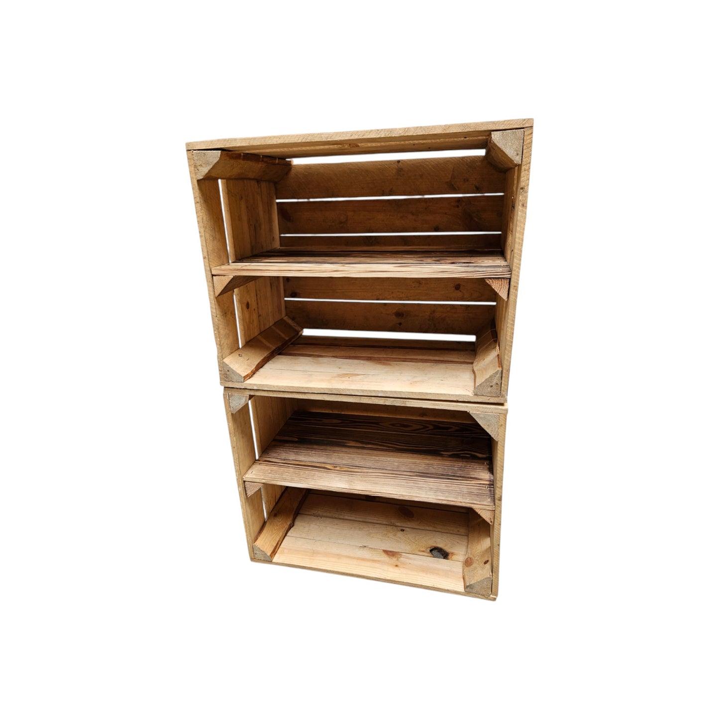 Vintage Natur Holzkisten 2er Set 50 x 40 x 30cm mit Ablage Lang