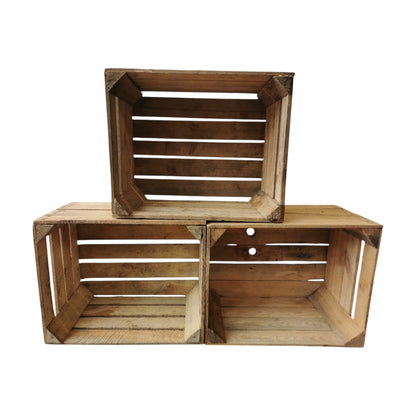 Obstkisten 3er Set 50 x 40 x 30cm B-Ware Vintage Natur