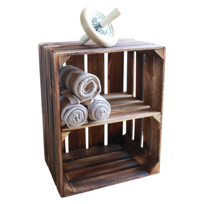 Coffret en bois vintage flammé 50 x 40 x 30 cm étagère courte 