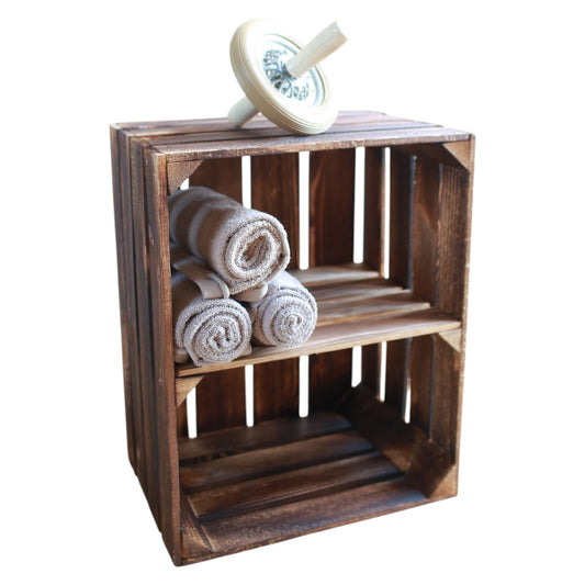 Coffret en bois vintage flammé 50 x 40 x 30 cm étagère courte 