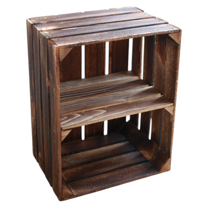 Coffret en bois vintage flammé 50 x 40 x 30 cm étagère courte 