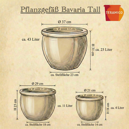 Pflanzgefäß "Tall" Braun – Ø 21 bis 37 cm – Frostfestes Steinzeug