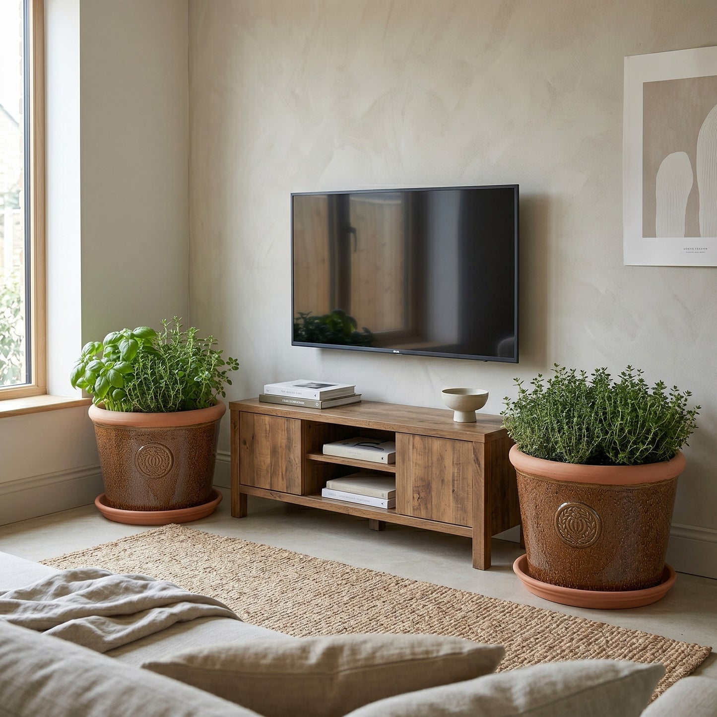 Teramico Pflanzgefäß-Set Provence Braun mit Terracotta-Teller
