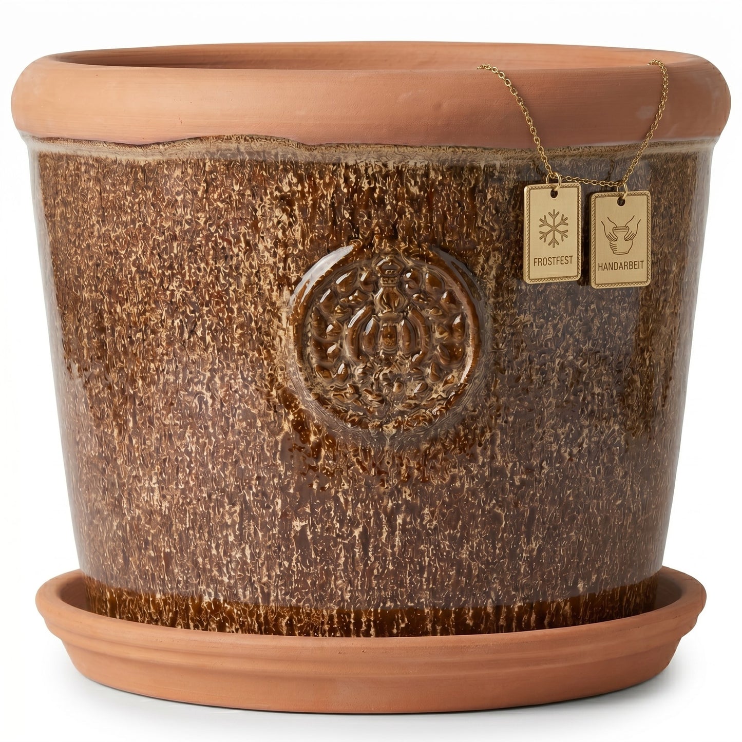 Teramico Pflanzgefäß-Set Provence Braun mit Terracotta-Teller