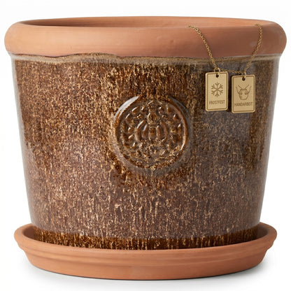Teramico Pflanzgefäß-Set Provence Braun mit Terracotta-Teller