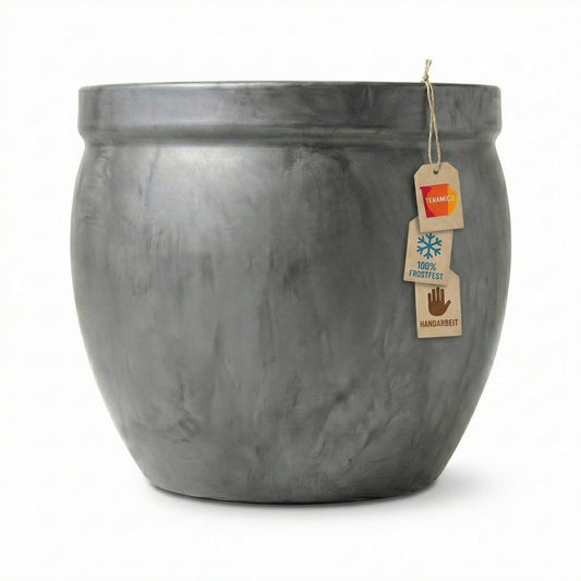 Teramico Pflanzkübel Bavaria Tall aus Keramik in Anthrazit – handgefertigter, absolut frostfester Blumentopf für den Außenbereich