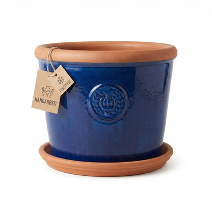 Teramico Pflanzgefäß-Set Provence Royal Blau mit Terracotta-Teller