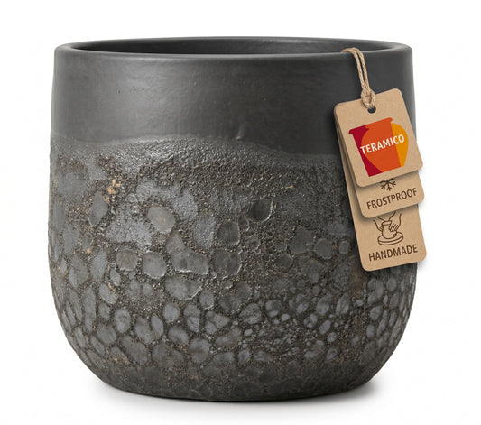 Teramico Pflanztopf Keramik Anthrazit Matt Ø 28 x 23 cm Frostfest geschliffen