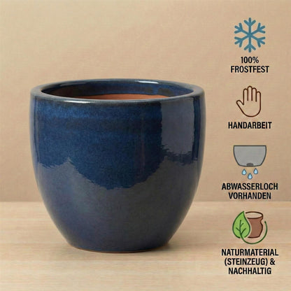 Pflanzgefäß "Egg Pot" Dunkelgrau – Ø 21 bis 48 cm – Frostfestes Steinzeug