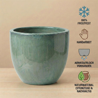 Pflanzgefäß "Egg Pot" Grün – Ø 21 bis 48 cm – Glasiertes Steinzeug