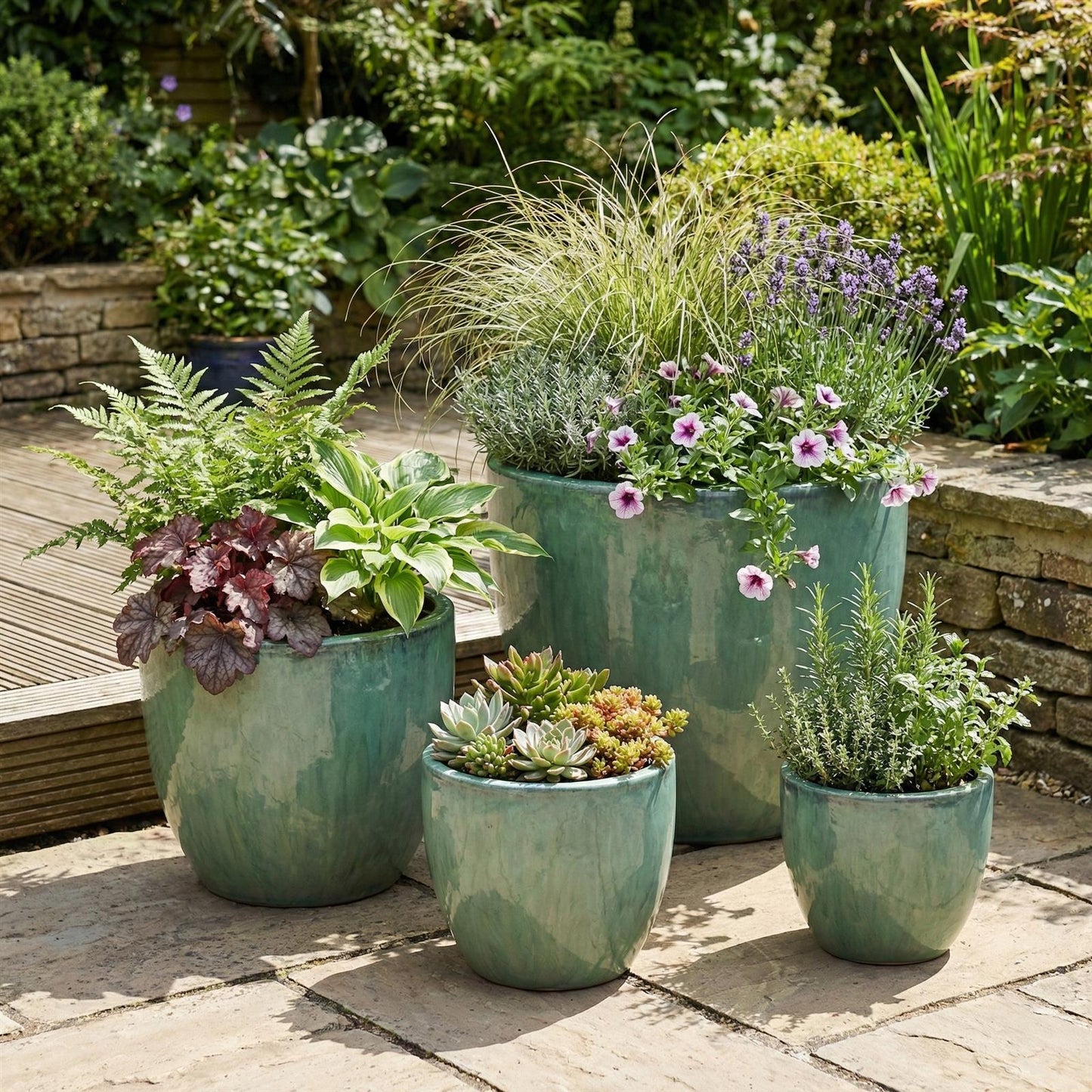 Pflanzgefäß "Egg Pot" Grün – Ø 21 bis 48 cm – Glasiertes Steinzeug