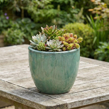 Pflanzgefäß "Egg Pot" Grün – Ø 21 bis 48 cm – Glasiertes Steinzeug