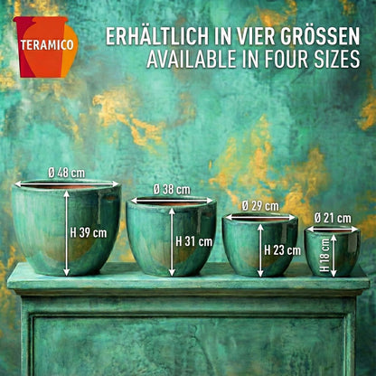 Pflanzgefäß "Egg Pot" Grün – Ø 21 bis 48 cm – Glasiertes Steinzeug