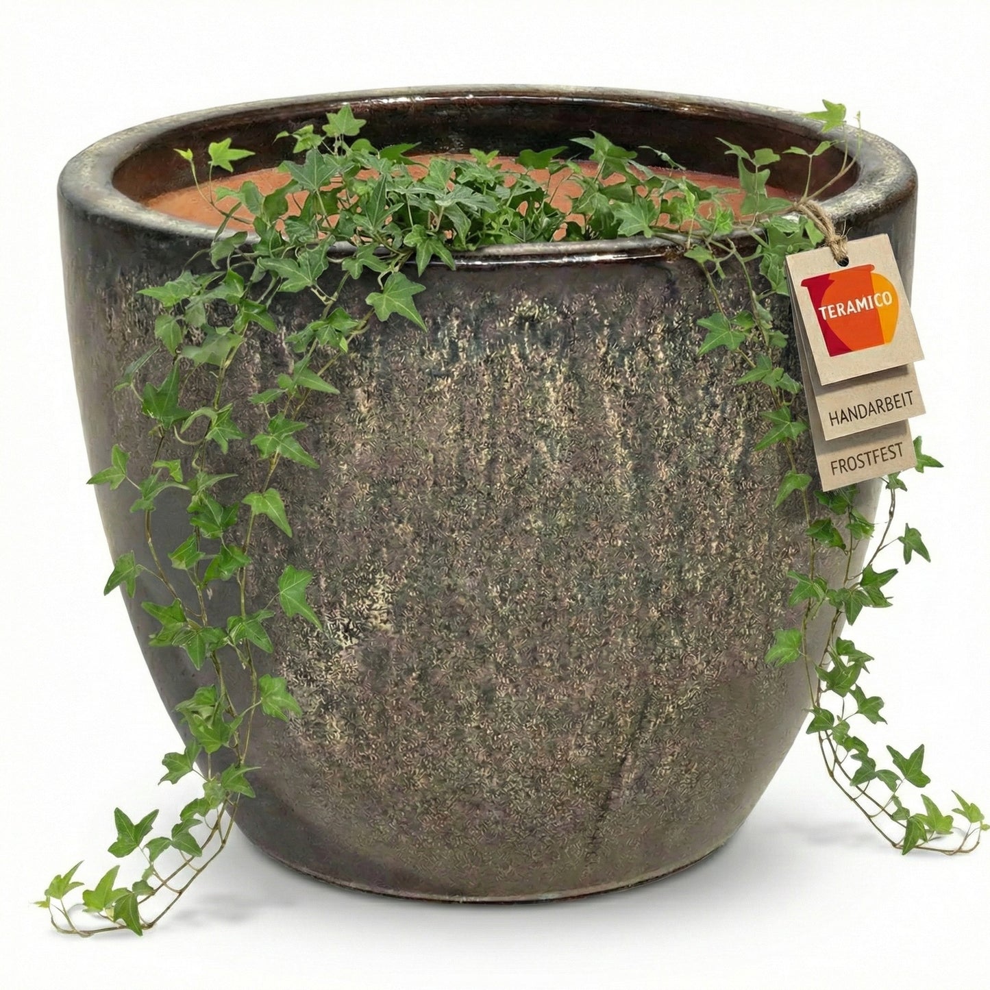 4er Set XXL Pflanzkübel Eggpot Keramik Braun glasiert Ø 60 cm