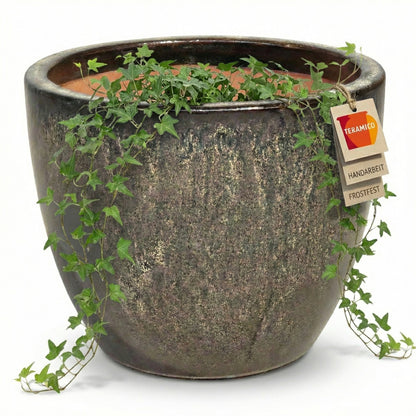 4er Set XXL Pflanzkübel Eggpot Keramik Braun glasiert Ø 60 cm