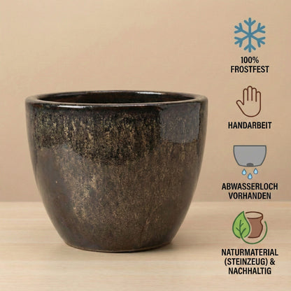 Pflanzgefäß "Egg Pot" Braun– Ø 21 bis 60 cm – Frostfestes Steinzeug