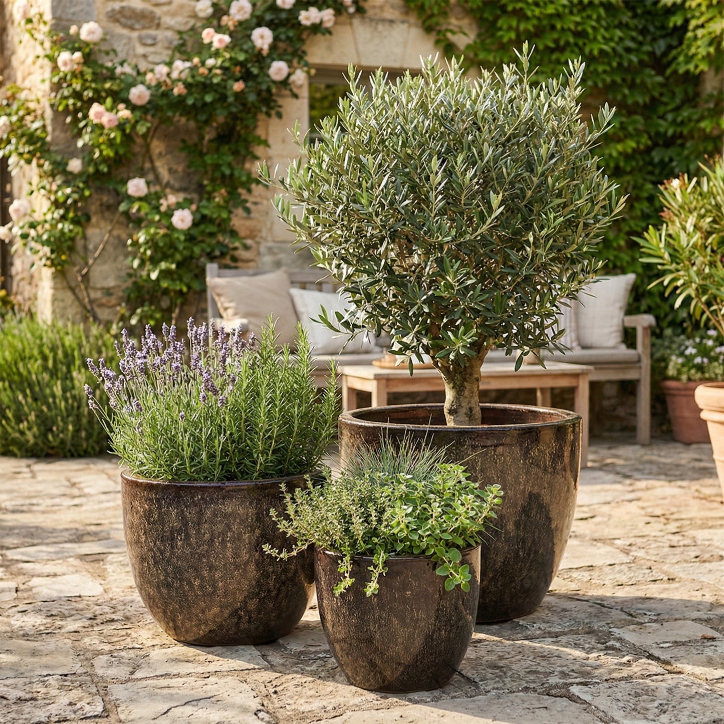 Pflanzgefäß "Egg Pot" Braun– Ø 21 bis 60 cm – Frostfestes Steinzeug