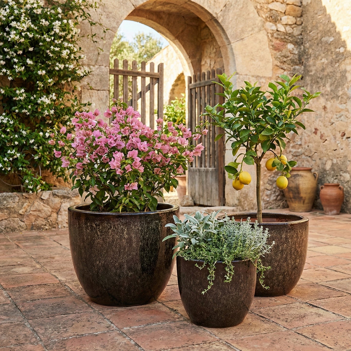 Pflanzgefäß "Egg Pot" Braun– Ø 21 bis 60 cm – Frostfestes Steinzeug