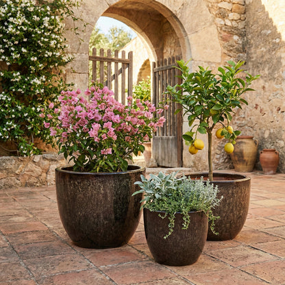 Pflanzgefäß "Egg Pot" Braun– Ø 21 bis 60 cm – Frostfestes Steinzeug