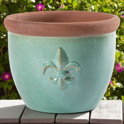 Pflanzgefäß Farmer Celadon Grün (Ø 42cm x H 32cm) | Keramik & Lilie | Teramico